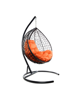 Подвесное кресло черный M-Group Капля складное 11500407 оранжевая подушка