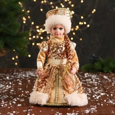 Новогодняя фигурка Зимнее волшебство Снегурочка платье с пайетками 7856836 1 шт.