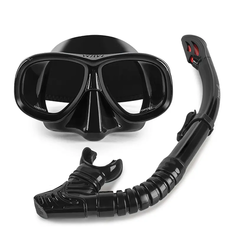 Набор для плавания Wave для взрослых, маска с широким обзором и трубка с клапаном, черные