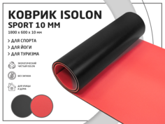 Коврик спортивный для фитнеса и йоги Isolon Sport 180х60 см красный/черный