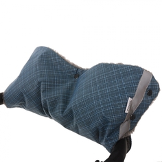 PITUSO Муфта для рук на коляску шерстяной мех (серый) + плащевка классика Синий бамбук