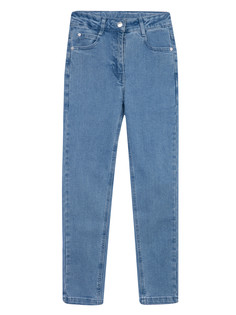 Брюки текстильные джинсовые для девочек PlayToday, голубой, 170