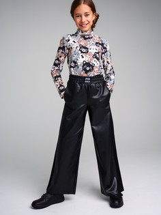 Брюки трикотажные для девочек PlayToday, черный, 158