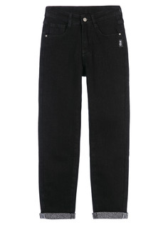 Брюки текстильные джинсовые утепленные флисом для мальчиков PlayToday, черный, 146