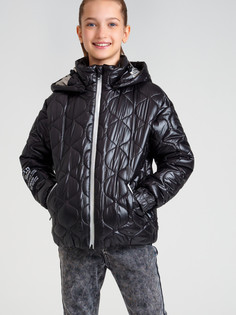 Куртка текстильная с полиуретановым покрытием для девочек PlayToday, черный, 128