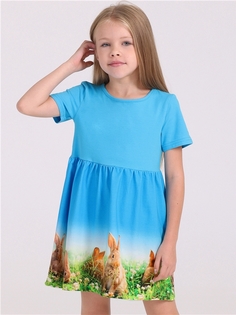 Платье детское Апрель 1ДПК3998804ня, бирюза, кролики, 110
