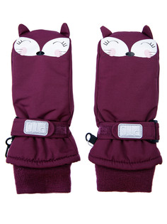 Варежки текстильные для девочек PlayToday, бордовый, 13 (98-104 см)