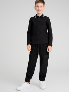 Брюки трикотажные для мальчиков PlayToday, черный, 128