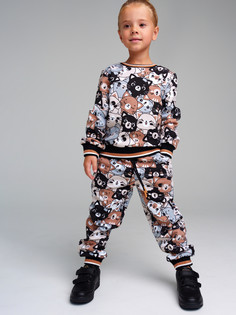 Комплект трикотажный для девочек PlayToday: толстовка, брюки, цветной, 110