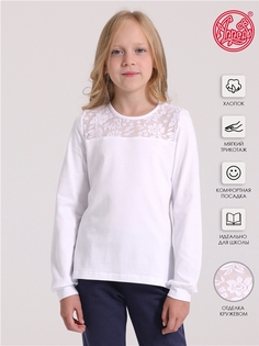 Лонгслив детский Апрель 1ДДЛД4344804, белый, веточки белый, 128