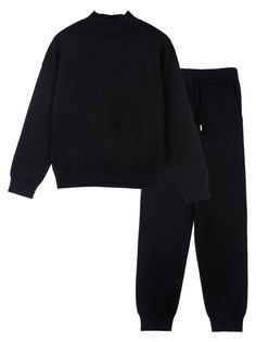 Комплект трикотажный для девочек PlayToday: джемпер, брюки, черный, 146