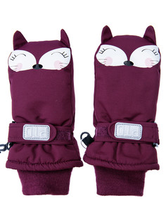 Варежки детские PlayToday текстильные для девочек PlayToday, бордовый, 12 (86-92 см)