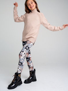 Брюки трикотажные для девочек PlayToday (легинсы), цветной, 134