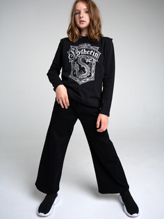 Лонгслив для девочки PlayToday, черный, 128