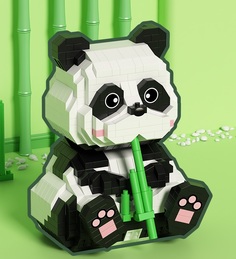 Конструктор 3D из миниблоков RTOY Любимые животные Панда кушает бамбук 920 эл JM20814