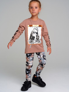 Брюки трикотажные для девочек PlayToday (легинсы), цветной, 116