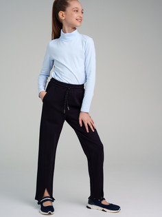 Брюки трикотажные для девочек PlayToday, тёмно-синий, 146