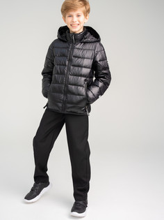 Куртка текстильная с полиуретановым покрытием для мальчиков PlayToday, черный, 152