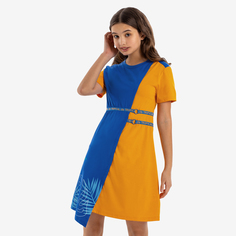Платье детское Kapika JJGCD02, цвет синий-оранжевый, размер 158
