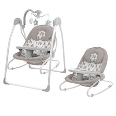 Электрокачели шезлонг Indigo FRESH для новорожденных серый с музыкальным мобилем