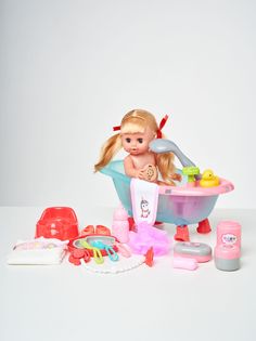 Кукла пупс с озвучкой, с ванночкой и аксессуарами, 30 см 1000000002 No Brand