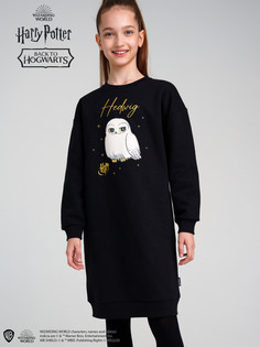 Платье трикотажное для девочек PlayToday, черный, 152