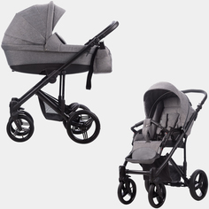 Коляска 2 в 1 Bebetto Magnum LUX LJ195, серый, рама черная