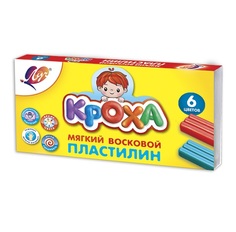 Пластилин восковой 6 цветов Луч "Кроха", 99г, мягкий, со стеком (12C 863-08), 40 уп.
