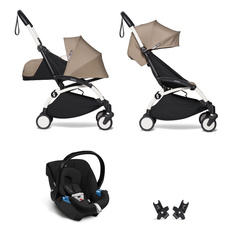 Коляска BABYZEN 3 в 1 с люлькой Newborn Pack и автокреслом Taupe Белая рама