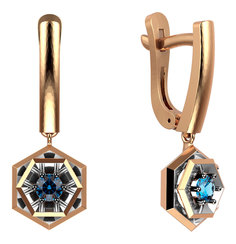 Серьги из красного золота Империал S3007-102, сапфир Imperial