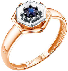 Кольцо из красного золота р. 18,5 Империал K3007-102, сапфир Imperial