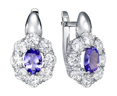 Серьги из серебра Империал S2209/Ag-618, танзанит\фианит Imperial