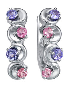 Серьги из серебра Империал S1061/Ag-607/3/8, турмалин\танзанит Imperial