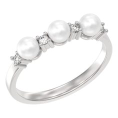 Кольцо из серебра р. 17,5 Arina 1044731-01150-2S, жемчуг искусственный\фианит