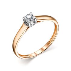 Кольцо помолвочное из красного золота с бриллиантом р. 18 АЛЬКОР 13997-100