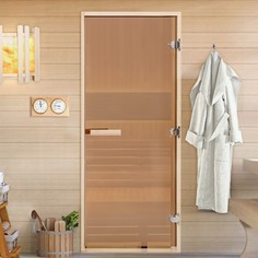 Дверь для бани и сауны Бронза, размер коробки 180х70 см, липа No Brand