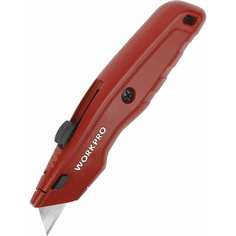Строительный нож WORKPRO алюминиевый, с выдвижным трапециевидным лезвием, 3 лезвия WP21301 No Brand