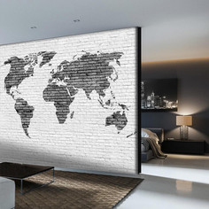 Фотообои флизелиновые встык "Карта мира" 8,1 м2, 300х270 см, моющиеся фотообои на стену Verol