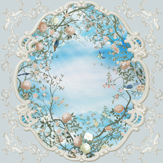 Фотообои флизелиновые ПЕРВОЕ АТЕЛЬЕ "Ажурная рама с фруктами на потолок" 300х300 см (ШхВ)