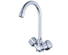 Смеситель для кухни Diadonna D80-743355 с высоким изливом, 2-ручки, хром