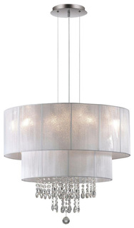 Подвесной светильник Ideal Lux Opera SP6 макс.6x60Вт Е27 Хром/Белый ПВХ/Нити/Хру068299