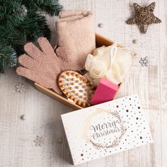 Подарочный набор "Merry Christmas" полотенце 30х60 см и банные акс.(3 предм) Этель