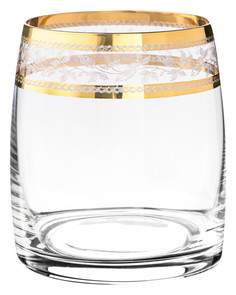 Набор из 6-ти стаканов для виски Pavo (декор Панто золото) Объем: 290 мл Crystalite Bohemia