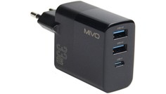 Сетевое зарядное устройство Mivo MP-300Q 1xUSB Type-C, 2xUSB 3 А черный