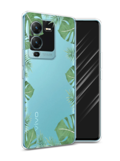 Силиконовый чехол "Листья папоротника рамка" для Vivo V25 Pro 5G Awog