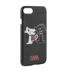 Чехол-крышка Karl Lagerfeld "Коты Love" для Apple iPhone 7/8, кожзам / пластик, черный (So