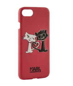 Чехол-крышка Karl Lagerfeld "Коты Love" для Apple iPhone 7/8, кожзам / пластик, красный (S