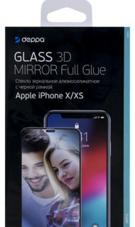 Защитное стекло Deppa Mirror для Apple iPhone X/XS 3D Full Glue (черная рамка)