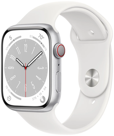 Смарт-часы Apple Watch Series 8 45 мм Silver Aluminum Case with White Sport Band - S/M