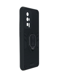 Чехол DF для Poco F5 Pro с магнитом и кольцом Black poArmor-01